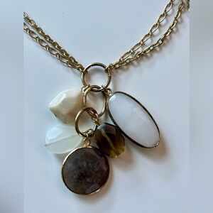 Multicolor Stone Long Pendant Necklace Gold Tone Chain by LOFT